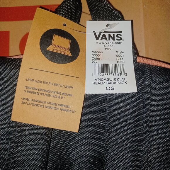 VAN Off The Wall Pink REALM BACKPACK  School Book Laptop Bookbag ROSE DAWN/BLACK - Picture 6 of 12